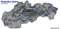Minimálna teplota - dnes (17.03.2020)