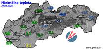 Minimálna teplota - dnes (22.04.2020)
