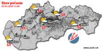 Stav počasia - Slovensko (03.04.2020 o 12.00 hod.)