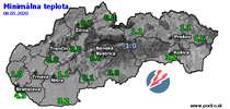 Minimálna teplota - dnes (08.05.2020)