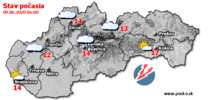 Stav počasia - Slovensko (09.06.2020 o 6.00 hod.)