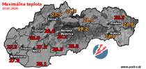 Maximálna teplota - dnes (15.07.2020)
