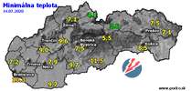 Minimálna teplota - dnes (14.07.2020)