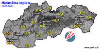 Minimálna teplota - dnes (15.07.2020)