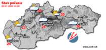 Stav počasia - Slovensko (09.07.2020 o 12.00 hod.)