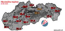 Maximálna teplota - dnes (02.08.2020)