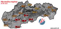 Maximálna teplota - dnes (05.08.2020)
