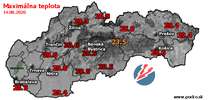 Maximálna teplota - dnes (14.08.2020)