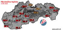 Maximálna teplota - dnes (13.09.2020)