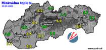 Minimálna teplota - dnes (19.09.2020)