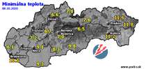 Minimálna teplota - dnes (08.10.2020)