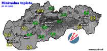 Minimálna teplota - dnes (09.10.2020)