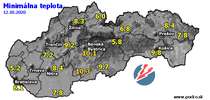 Minimálna teplota - dnes (12.10.2020)