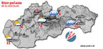 Stav počasia - Slovensko (08.10.2020 o 6.00 hod.)