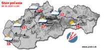 Stav počasia - Slovensko (08.10.2020 o 12.00 hod.)