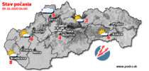 Stav počasia - Slovensko (09.10.2020 o 6.00 hod.)