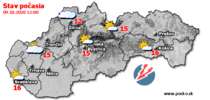 Stav počasia - Slovensko (09.10.2020 o 12.00 hod.)