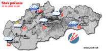 Stav počasia - Slovensko (11.10.2020 o 12.00 hod.)