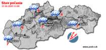 Stav počasia - Slovensko (13.10.2020 o 12.00 hod.)