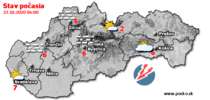 Stav počasia - Slovensko (23.10.2020 o 6.00 hod.)