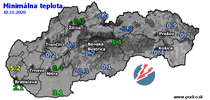 Minimálna teplota - dnes (10.11.2020)