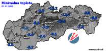Minimálna teplota - dnes (02.12.2020)
