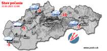 Stav počasia - Slovensko (11.02.2021 o 12.00 hod.)