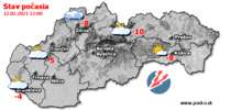 Stav počasia - Slovensko (12.02.2021 o 12.00 hod.)