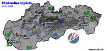 Minimálna teplota - dnes (14.03.2021)