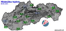 Minimálna teplota - dnes (08.05.2021)