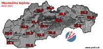 Maximálna teplota - dnes (09.07.2021)