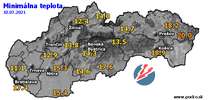 Minimálna teplota - dnes (10.07.2021)