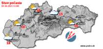 Stav počasia - Slovensko (03.10.2021 o 12.00 hod.)