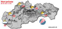 Stav počasia - Slovensko (08.10.2021 o 12.00 hod.)
