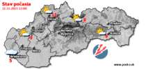 Stav počasia - Slovensko (11.11.2021 o 12.00 hod.)