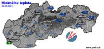 Minimálna teplota - dnes (10.12.2021)