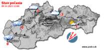 Stav počasia - Slovensko (09.12.2021 o 12.00 hod.)