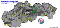 Minimálna teplota - dnes (15.05.2022)