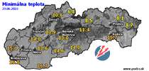 Minimálna teplota - dnes (23.06.2022)
