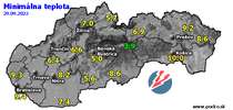 Minimálna teplota - dnes (29.09.2022)
