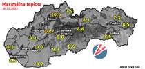 Maximálna teplota - dnes (16.11.2022)