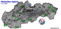 Minimálna teplota - dnes (11.11.2022)