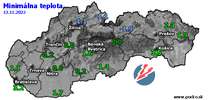 Minimálna teplota - dnes (13.11.2022)