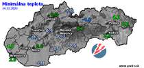 Minimálna teplota - dnes (14.11.2022)