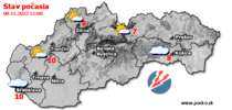 Stav počasia - Slovensko (08.11.2022 o 12.00 hod.)