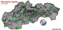 Maximálna teplota - dnes (21.01.2023)