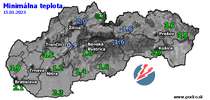 Minimálna teplota - dnes (15.01.2023)
