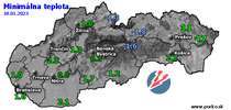 Minimálna teplota - dnes (18.01.2023)