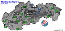 Minimálna teplota - dnes (19.01.2023)