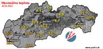 Maximálna teplota - dnes (18.02.2023)
